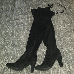 Black over the knee suede boots